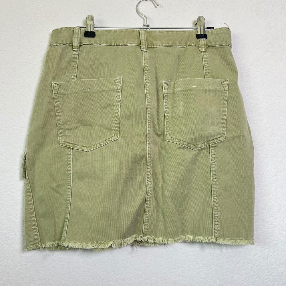 Zara Cargo Mini Skirt M Olive Green Womens Gorpcore Utility Raw Hem Cotton Skirt - Picture 2 of 7